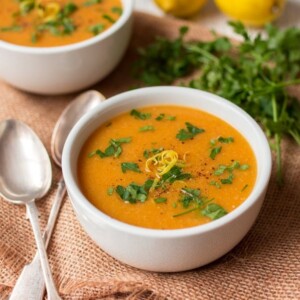 Chickpea and Lemon Soup - Fresh and zingy. A great lunch for only 185 cals per portion. Gluten free and Vegan too.