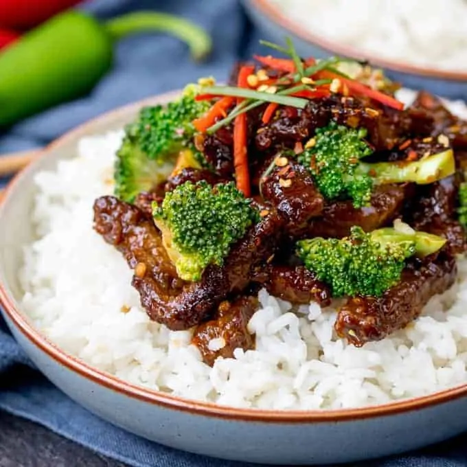 This Crispy Chilli Beef with Broccoli is our go-to Chinese stir fry! Most requested by the family, it's way tastier and quicker than takeout! Easily made gluten free.