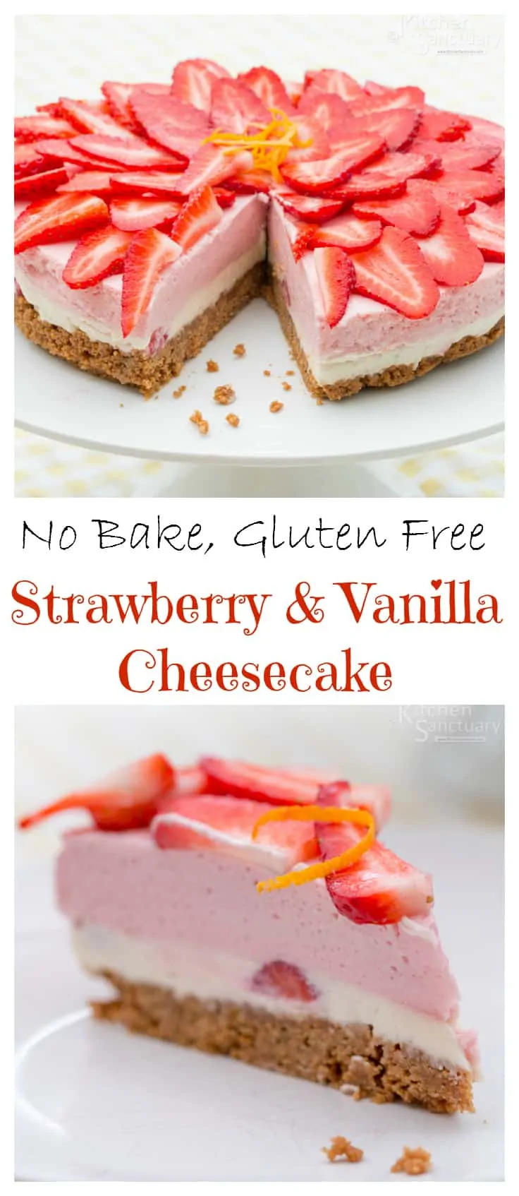 Strawberry and Vanilla Cheesecake - a delicious no-bake, gluten free dessert!
