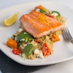 Trout, Quinoa, roasted Veg and feta