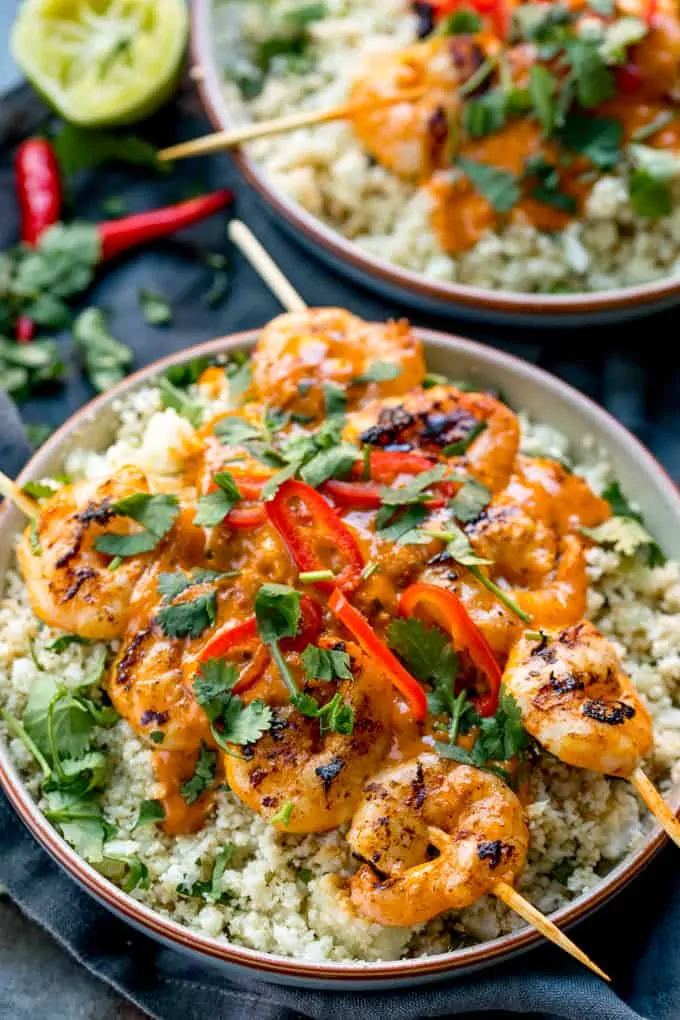 Close up photo of Thai Prawns With Cauliflower Rice