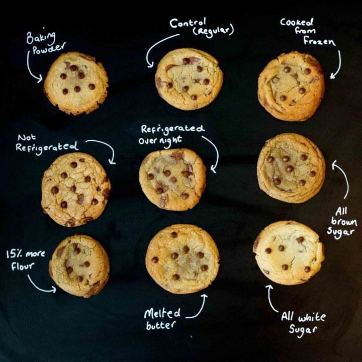 Cookie Experiment - a visual and taste test using a control cookie and 8 minor changes to ingredient or technique