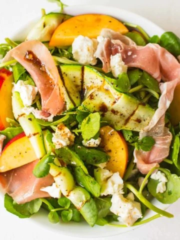 Prosciutto, feta and nectarine salad with griddled courgette - the perfect summer salad!