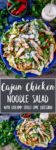 This Cajun Chicken Noodle Salad with Creamy Chilli Lime Dressing is a colourful any-season salad to set your taste buds tingling. Awesome Chicken Salad with a Kick! #Cajunchicken #noodlesalad #glutenfreesalad #glutenfreedinner #creamydressing