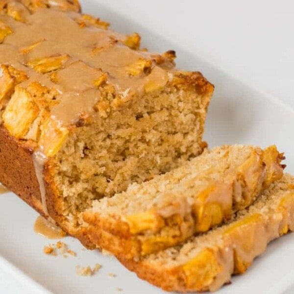 Coconut Pineapple Bread - Soft, tender coconut cake with caramelized pineapple and a brown sugar glaze.