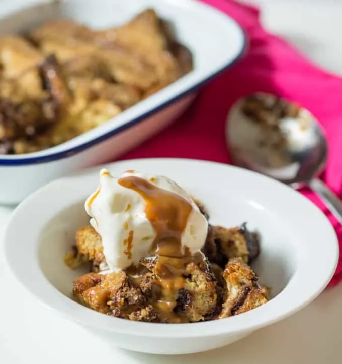 Caramel and Nutella Bread Pudding - A sweet, sticky and indulgent bowl of happiness