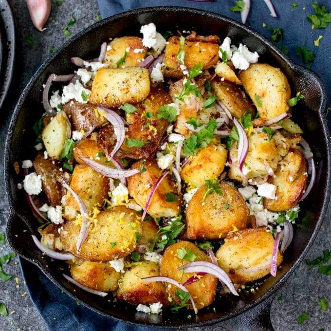 This Greek Potato Hash works as a great side dish for BBQs - or eat it on it's own - totally satisfying!