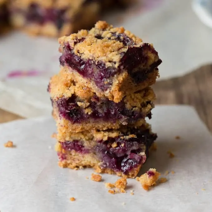 Blueberry Crumble Slice. The biscuit base is actually just a compressed version of the crumble topping - super easy!