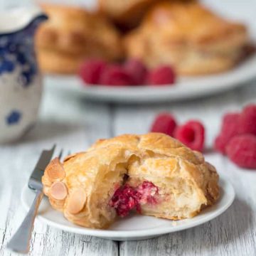 Raspberry and Almond Pithiviers - Golden flaky pastry filled with frangipane and raspberries.