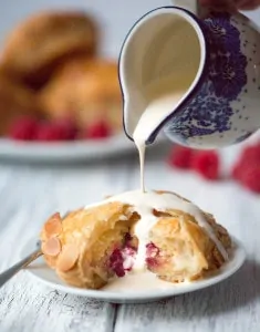 Raspberry and Almond Pithiviers - Golden flaky pastry filled with frangipane and raspberries.