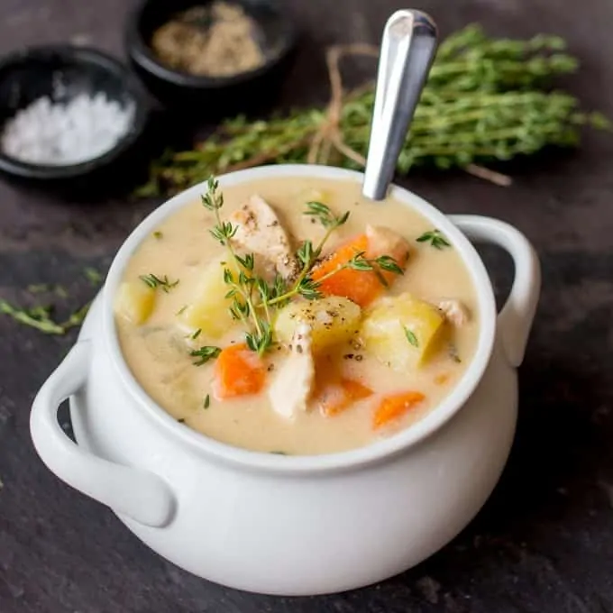 Chicken Pot Pie Soup - I couldn't stop eating the filling when I was supposed to be making this chicken pot pie. So I left out the crust and called it soup!