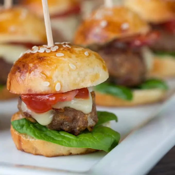 Teeny Weeny Mini burgers with homemade sesame buns