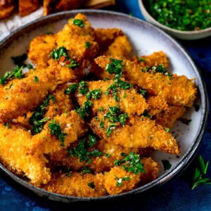 Crispy Chicken Tenders with Chimichurri Dip - Nicky's Kitchen Sanctuary