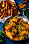 Crispy Chicken Strips with Chimichurri in a bowl