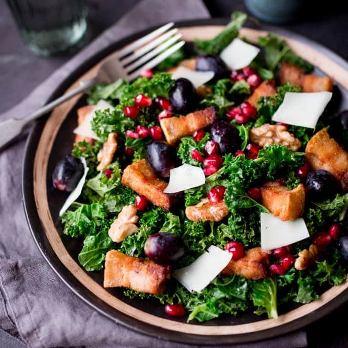 Warm Kale & Pork Belly Salad with Pomegranate Dressing Nicky's