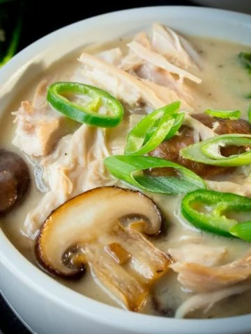 Creamy Chicken, Mushroom and Green Chilli Soup - Don't waste those chicken bones - Turn them into this!
