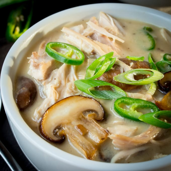 Creamy Chicken, Mushroom and Green Chilli Soup - Don't waste those chicken bones - Turn them into this!