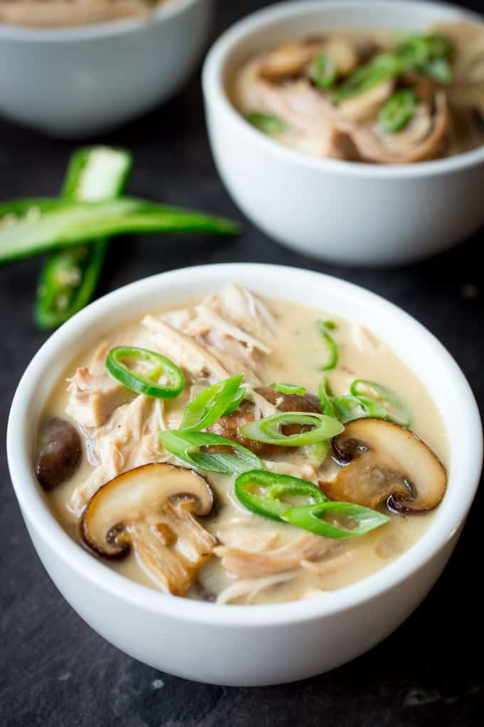 Creamy Chicken, Mushroom and Green Chilli Soup - Don't waste those chicken bones - Turn them into this!