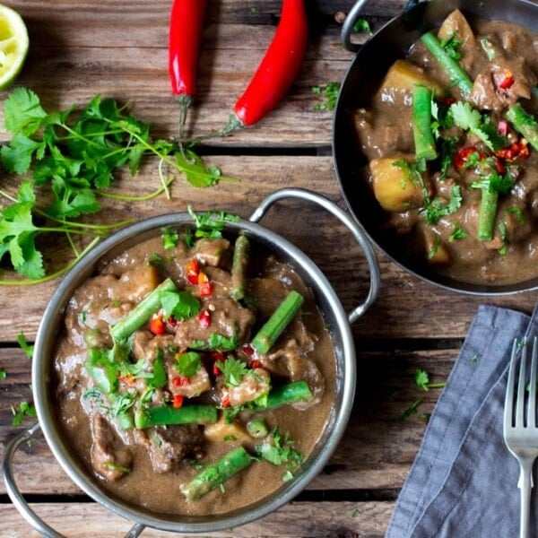 Slow Cooked Lamb Massaman Curry - tender lamb and potatoes with coconut milk and an easy homemade massaman sauce.