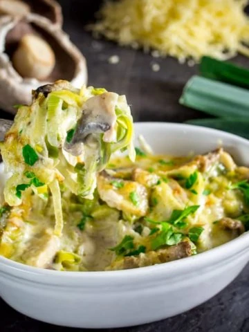 Leek and Mushroom Gratin - my saviour on Atkins day when I tried 9 diets in 9 days