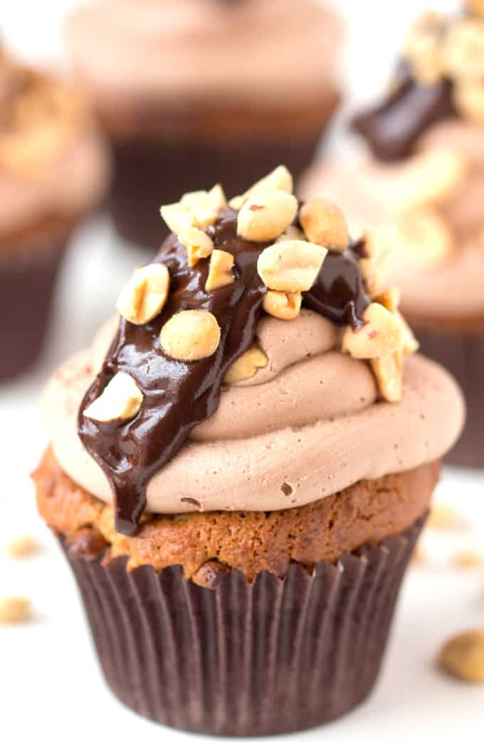 Gluten Free Chocolate Peanut Banana Cupcakes - 32