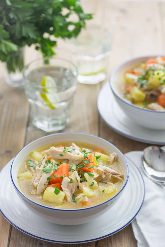 Chicken and Vegetable soup - I love to make this after a roast chicken dinner. Boiling up the bones makes the most delicious stock.