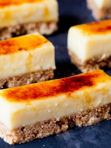 These Crème Brulee Bars are smooth, creamy and delicious - with a biscuit base and a crunchy sugar topping.