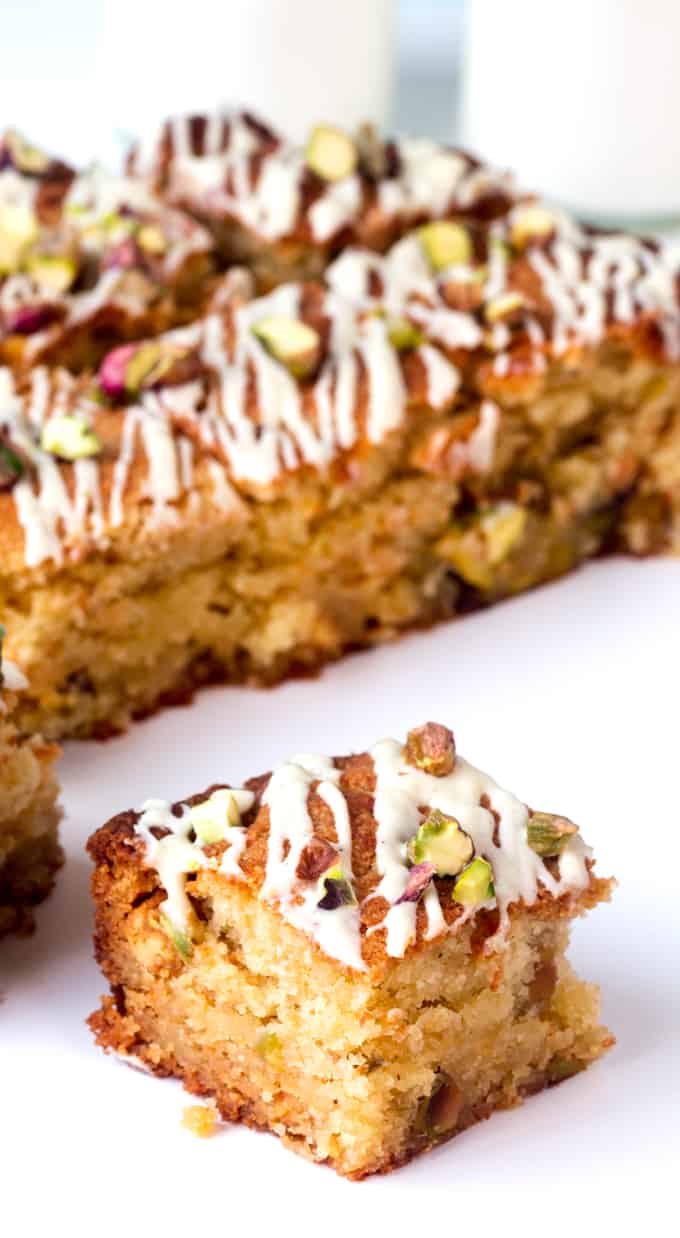 Soft, sweet and very moreish, these white chocolate and pistachio blondies are guaranteed to please. Plus they're gluten free too!