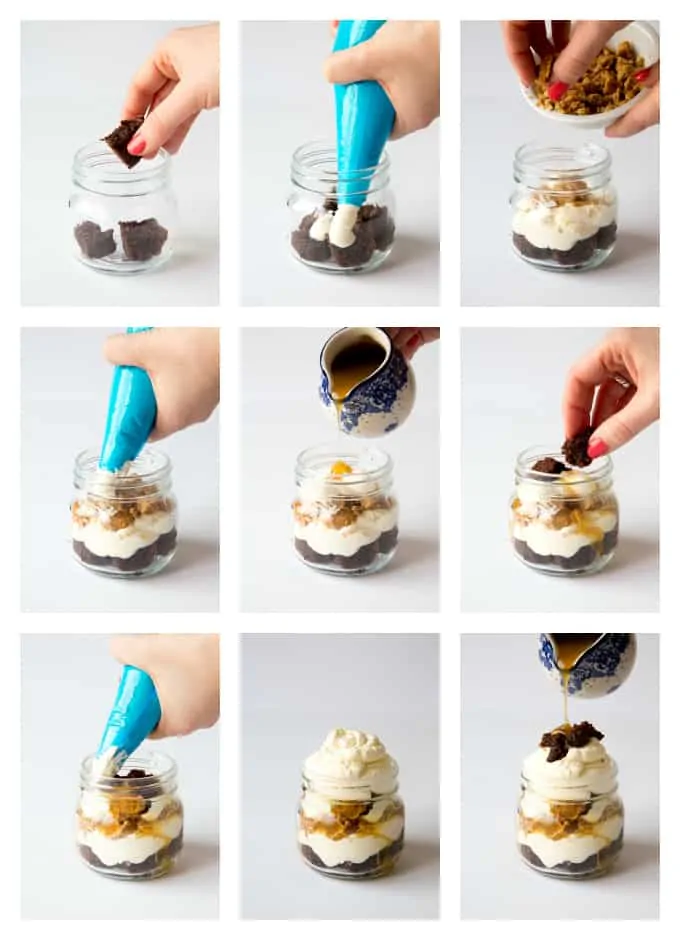 Oaty Chocolate Brownie parfait prep collage