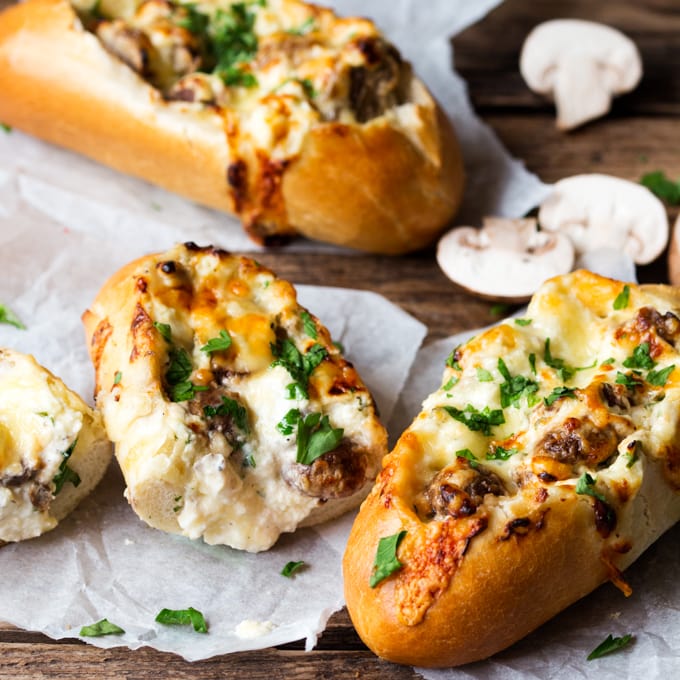 stuffed bread recipes Creamy Garlic & Mushroom Stuffed Bread | Homemade Stuffed Bread Recipes