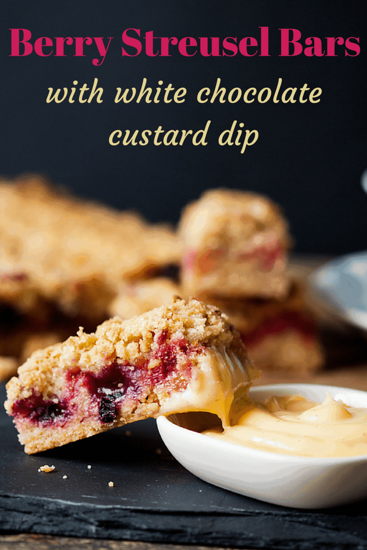 Crunchy biscuit base, juicy berry centre and buttery crumble topping served with a creamy, white chocolate custard dip. One bar is just not enough.