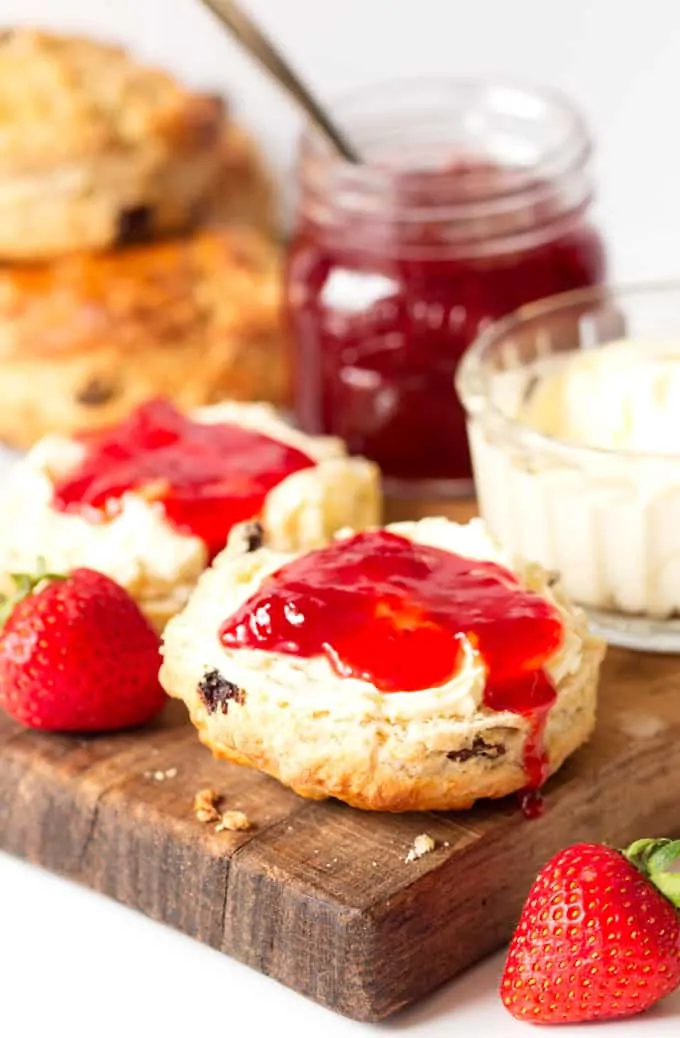 Light and fluffy buttermilk scones with raisins - so good served with clotted cream and jam!