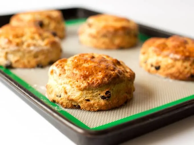 Light and fluffy buttermilk scones with raisins - so good served with clotted cream and jam!