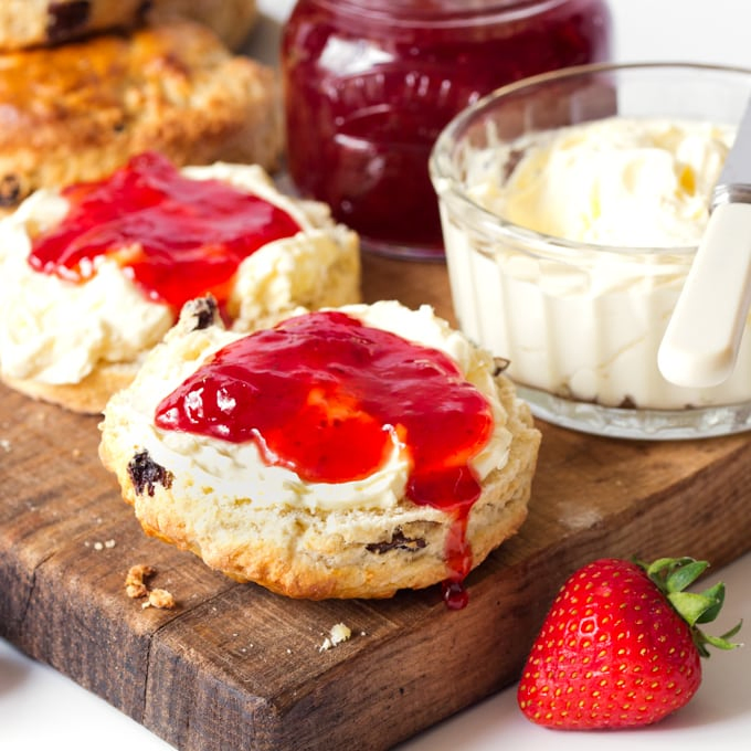 Light and fluffy buttermilk scones with raisins - so good served with clotted cream and jam!