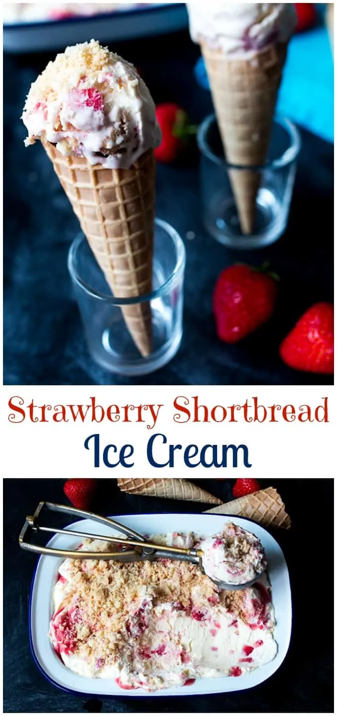 No-churn, strawberry shortbread ice cream - decadently creamy and delicious!