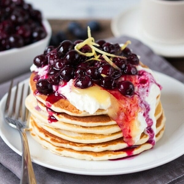 Blueberry Lemon Cheesecake Pancakes