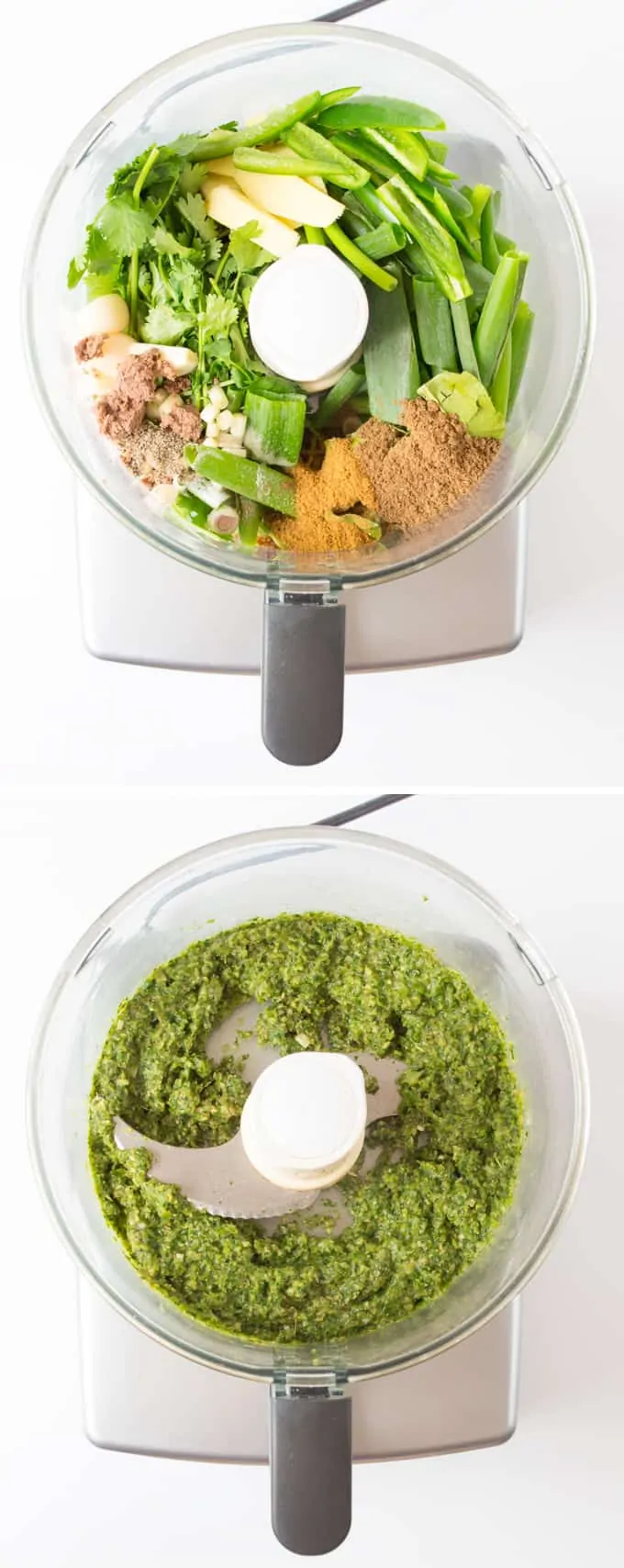 Process of making Thai Green Curry Paste in a blender