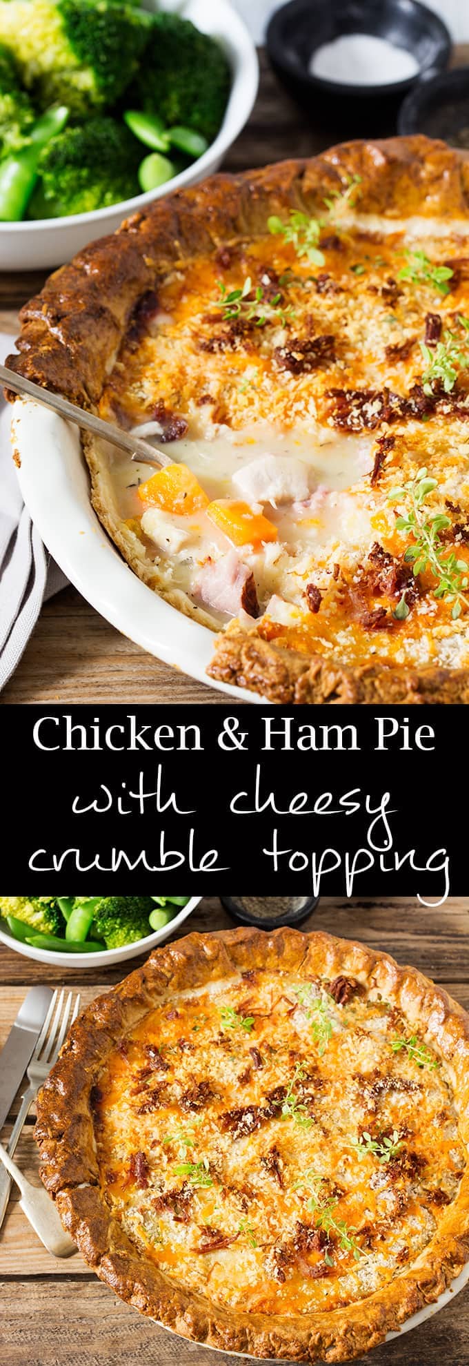 Chicken and Ham Pie with Cheesy Crumble Topping
