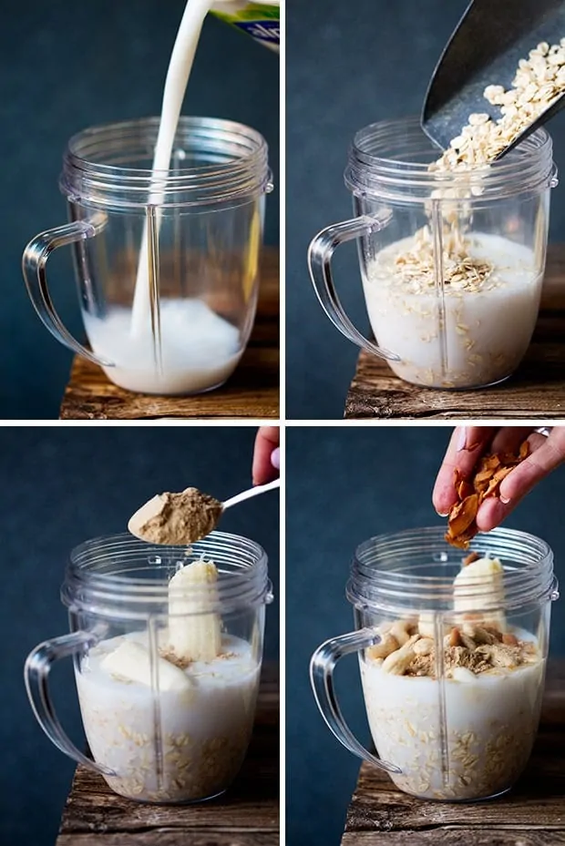 The Process of Making White Chocolate Coconut Cashew Hot Smoothie