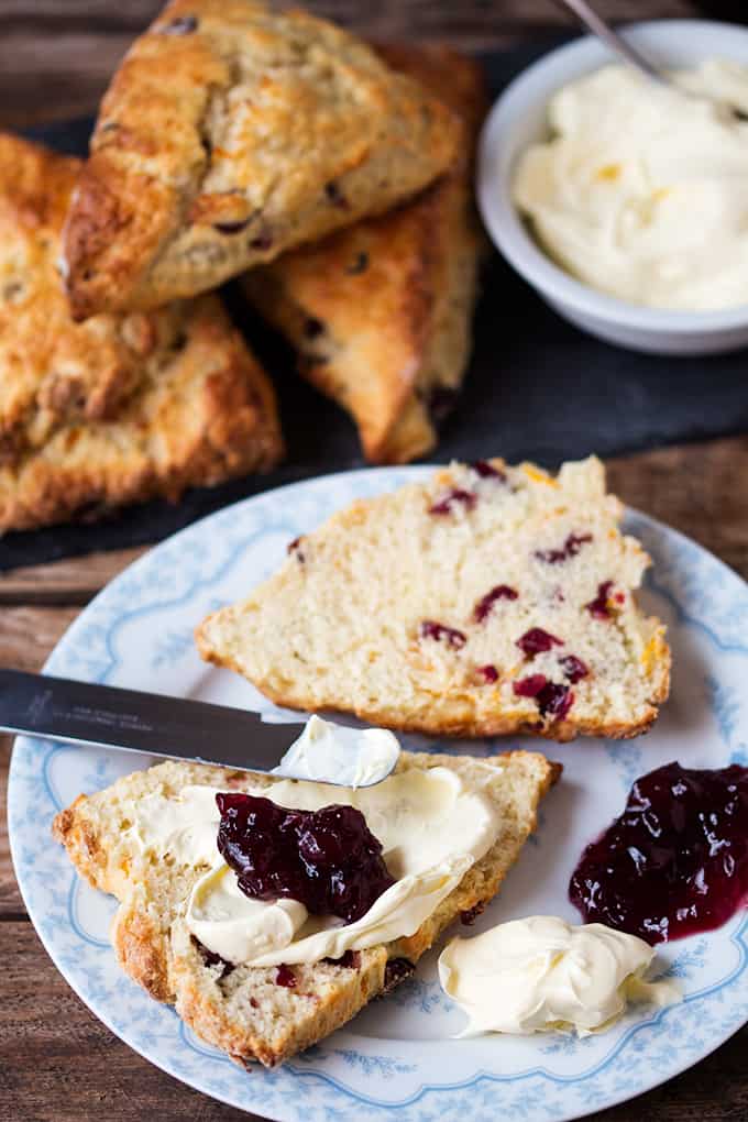 Cranberry and Orange Scones - Zesty, light and fluffy. So good with a dollop of clotted cream!