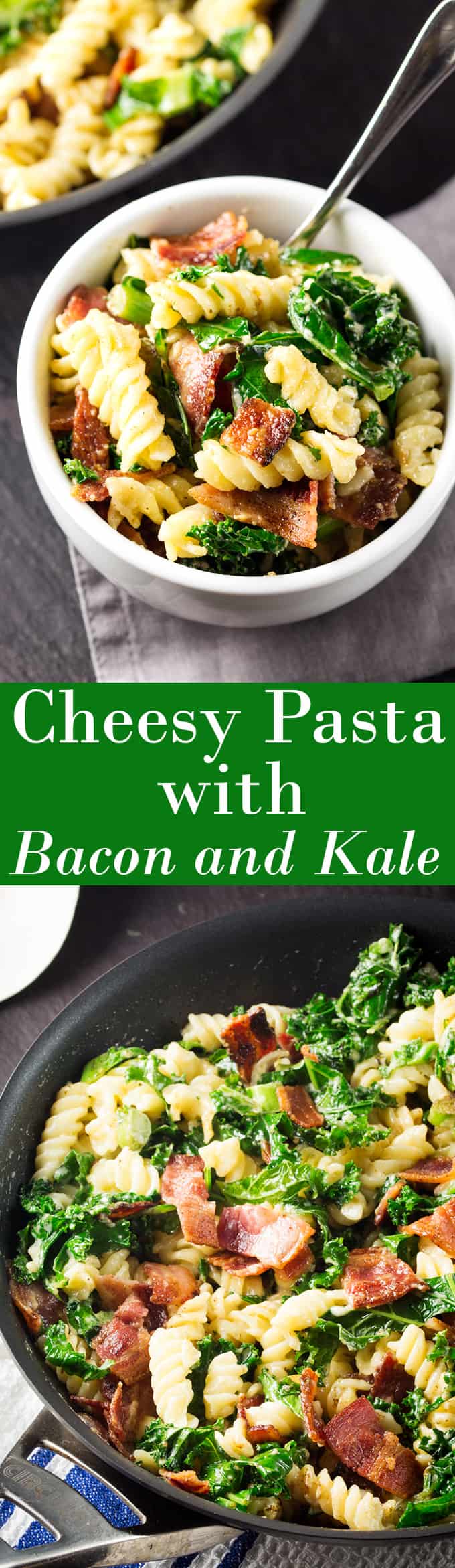 Cheesy Pasta with Bacon and Kale - ready in 15 minutes!