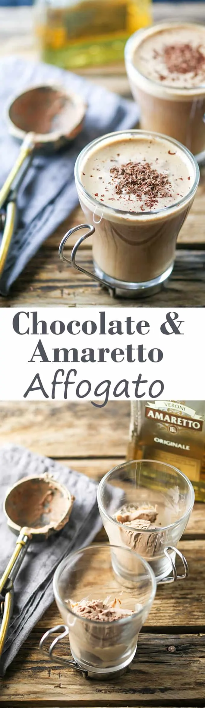 Chocolate and Amaretto Affogato - A boozy dessert-meets-coffee with a scoop of chocolate ice cream.