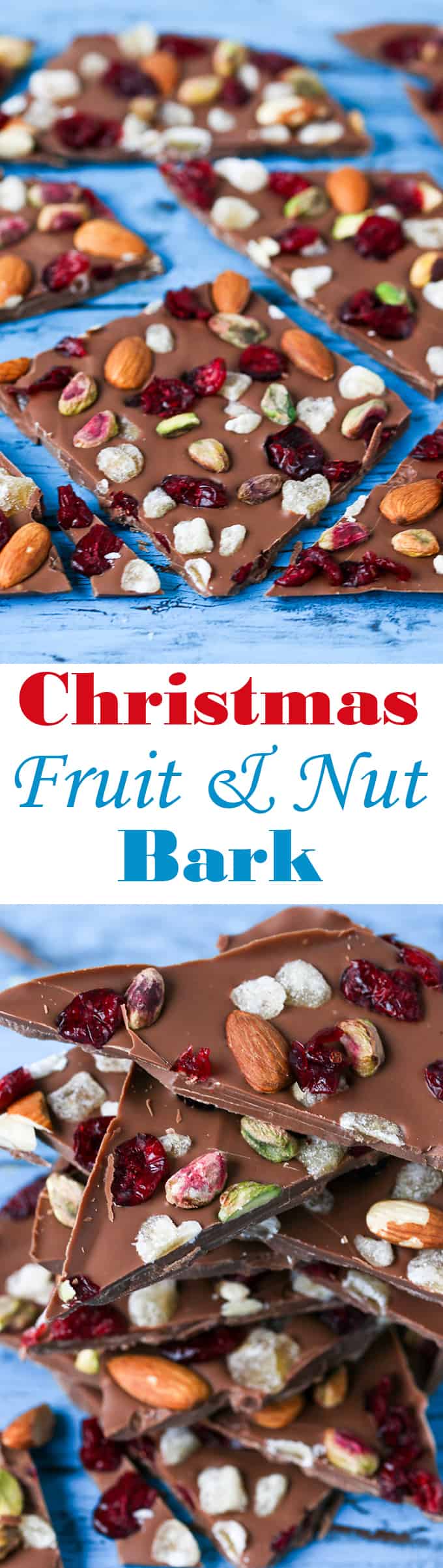 Chocolate Bark - A simple chocolate treat with nuts, cranberries and crystallized ginger - perfect as a homemade Christmas gift or just to enjoy with a glass of wine!
