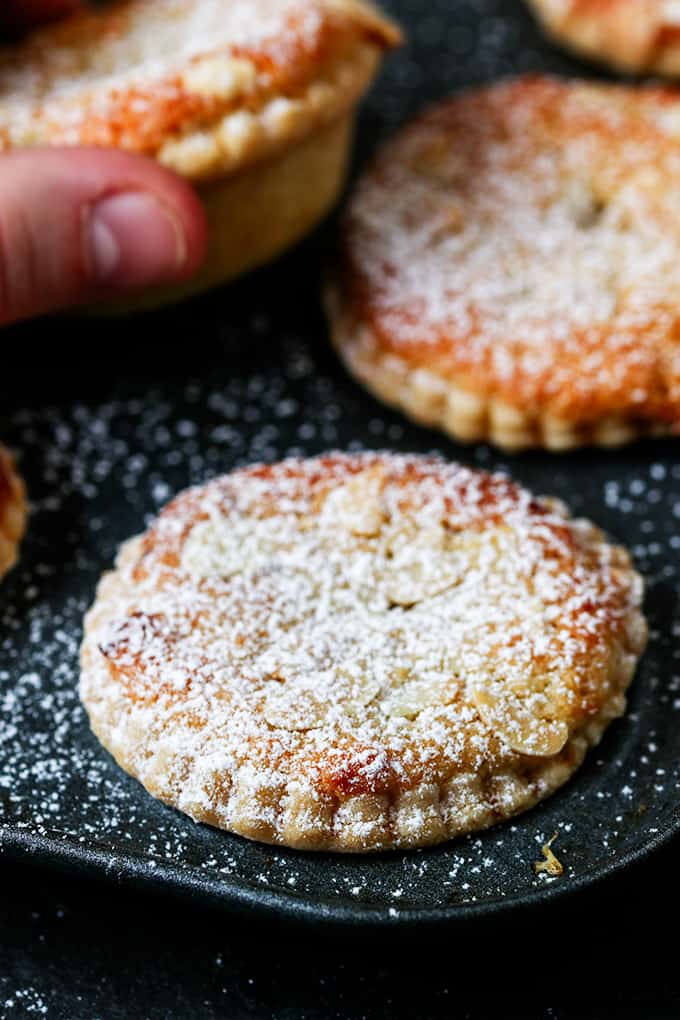 Frangipane Mince Pies with homemade pastry - serve warm or cold.