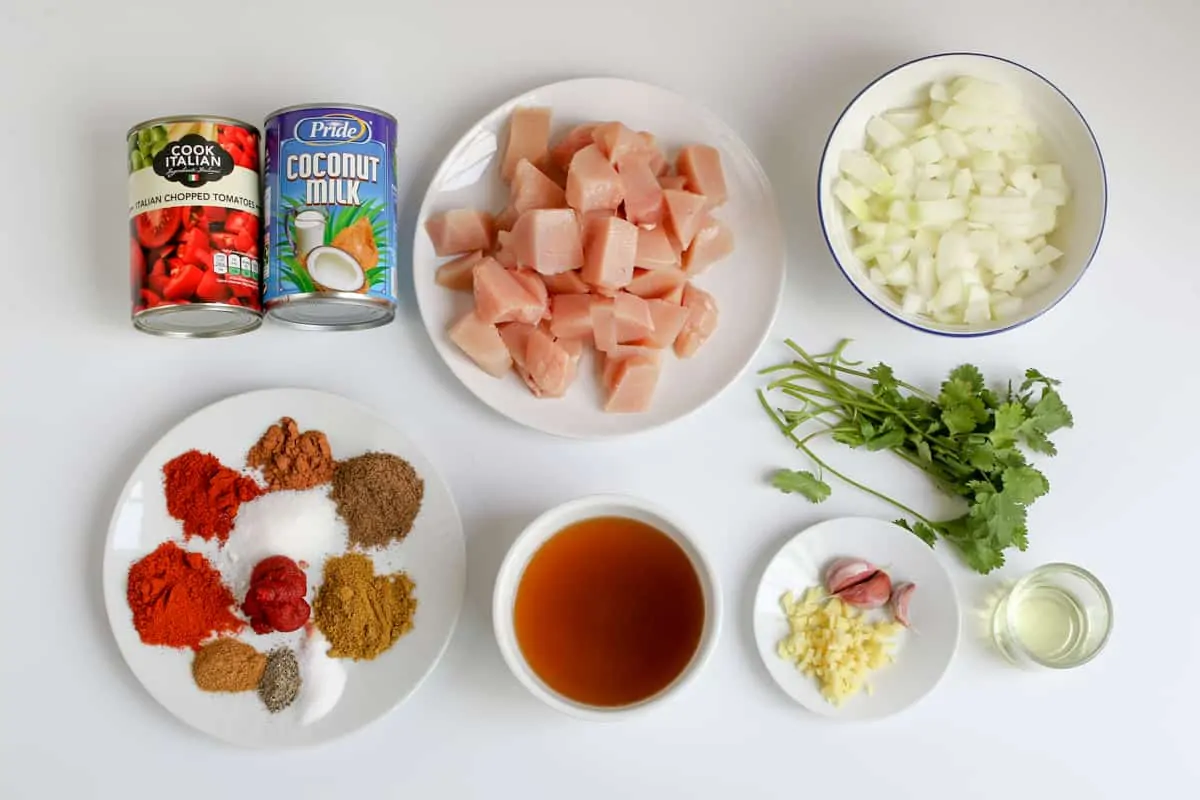 Ingredients for slow cooker chicken curry
