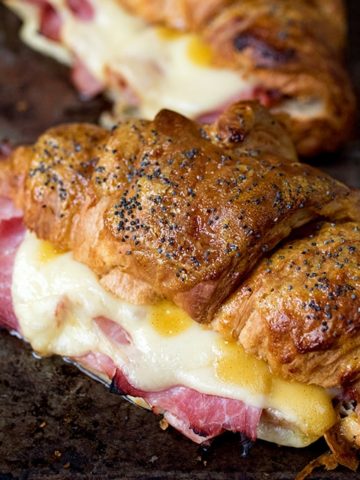 Ham and Cheese Croissant with Honey Mustard Glaze - a simple but delicious Mother's Day Breakfast!