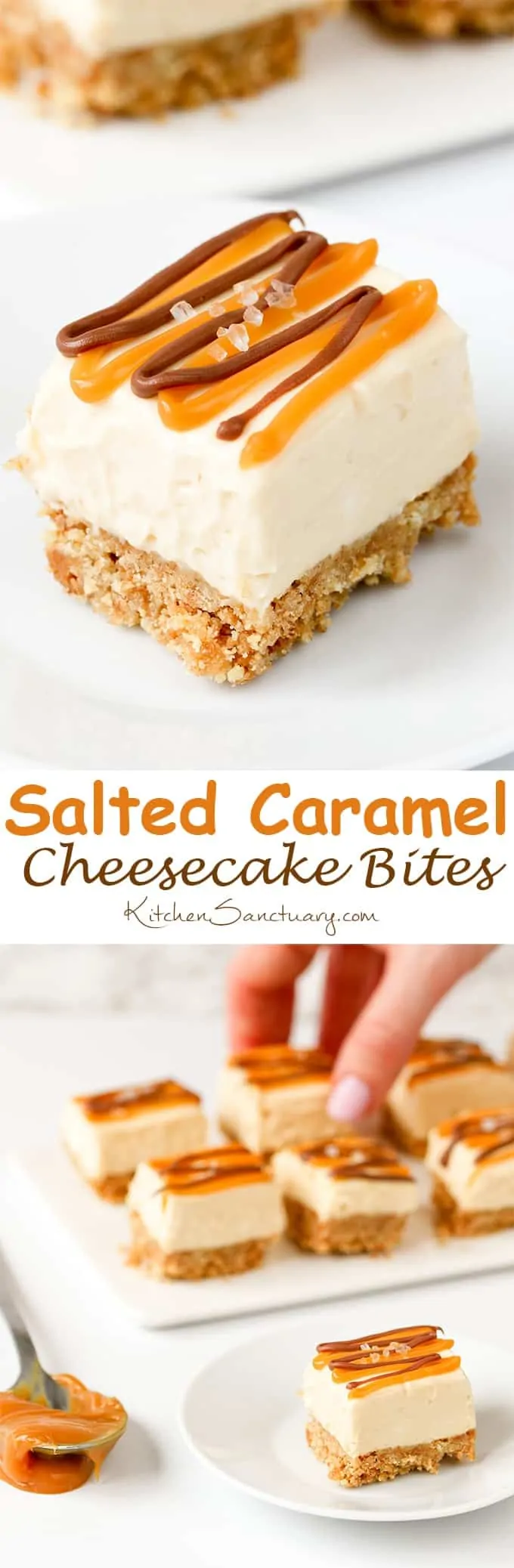 No-bake Salted Caramel Cheesecake bites - great for parties!