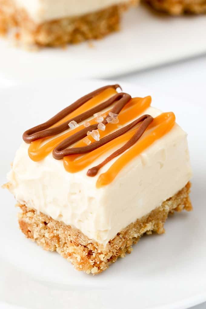 No-bake Salted Caramel Cheesecake bites - great for parties!