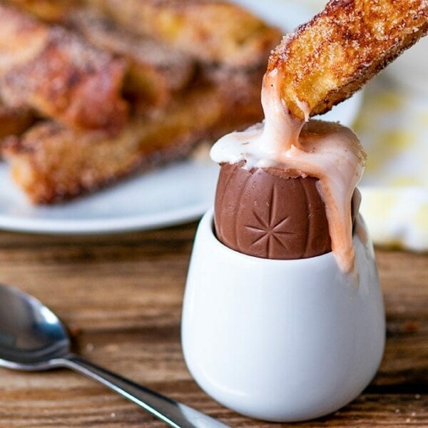 Cinnamon French toast soldiers dipped in a Creme Egg! Easter Breakfast?
