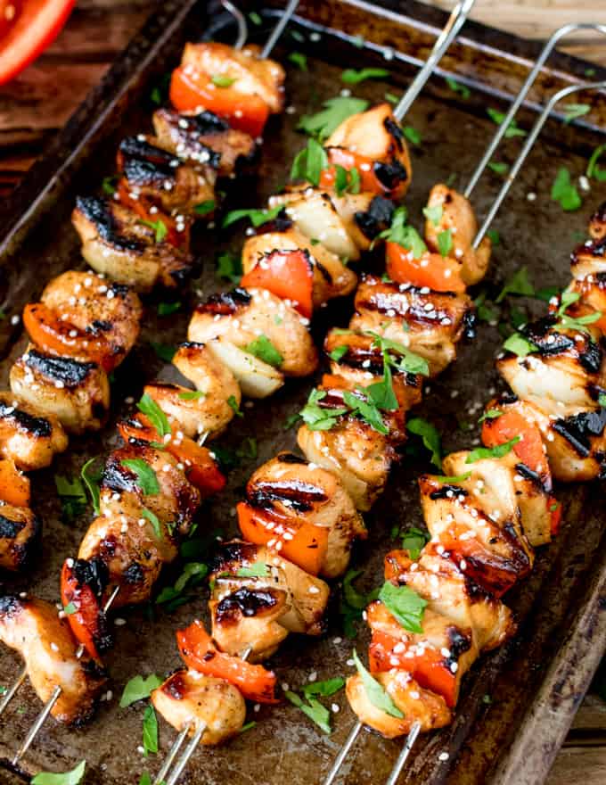 Honey Garlic Chicken Skewers - Nicky's Kitchen Sanctuary